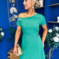 Emily Asymmetric Detail Midi Dress Emerald