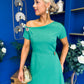 Emily Asymmetric Detail Midi Dress Emerald