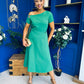 Emily Asymmetric Detail Midi Dress Emerald