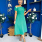 Emily Asymmetric Detail Midi Dress Emerald