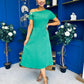 Emily Asymmetric Detail Midi Dress Emerald