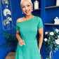 Emily Asymmetric Detail Midi Dress Emerald