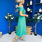 Emily Asymmetric Detail Midi Dress Emerald