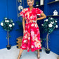 Blaire Frill Sleeve Midi Dress Floral Rouge
