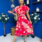 Blaire Frill Sleeve Midi Dress Floral Rouge
