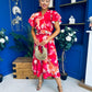 Blaire Frill Sleeve Midi Dress Floral Rouge