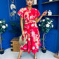 Blaire Frill Sleeve Midi Dress Floral Rouge