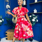 Blaire Frill Sleeve Midi Dress Floral Rouge