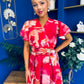 Blaire Frill Sleeve Midi Dress Floral Rouge