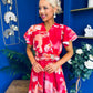 Blaire Frill Sleeve Midi Dress Floral Rouge