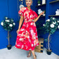 Blaire Frill Sleeve Midi Dress Floral Rouge