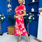 Blaire Frill Sleeve Midi Dress Floral Rouge