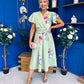 Blaire Frill Sleeve Midi Dress Floral Sage