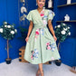 Blaire Frill Sleeve Midi Dress Floral Sage