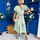 Blaire Frill Sleeve Midi Dress Floral Sage