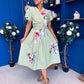 Blaire Frill Sleeve Midi Dress Floral Sage