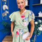 Blaire Frill Sleeve Midi Dress Floral Sage