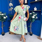 Blaire Frill Sleeve Midi Dress Floral Sage