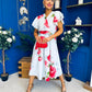 Blaire Frill Sleeve Midi Dress Floral Blue