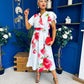 Blaire Frill Sleeve Midi Dress Floral Blue