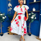 Blaire Frill Sleeve Midi Dress Floral Blue