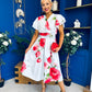 Blaire Frill Sleeve Midi Dress Floral Blue