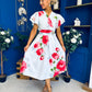 Blaire Frill Sleeve Midi Dress Floral Blue