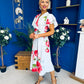 Blaire Frill Sleeve Midi Dress Floral Blue