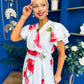 Blaire Frill Sleeve Midi Dress Floral Blue