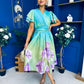Blaire Frill Sleeve Midi Dress Floral Green