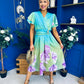 Blaire Frill Sleeve Midi Dress Floral Green