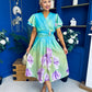 Blaire Frill Sleeve Midi Dress Floral Green