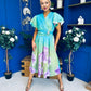 Blaire Frill Sleeve Midi Dress Floral Green