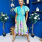 Blaire Frill Sleeve Midi Dress Floral Green