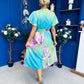 Blaire Frill Sleeve Midi Dress Floral Green