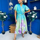 Blaire Frill Sleeve Midi Dress Floral Green