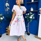 Blaire Frill Sleeve Midi Dress Floral Pink