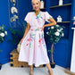 Blaire Frill Sleeve Midi Dress Floral Pink