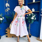 Blaire Frill Sleeve Midi Dress Floral Pink