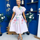 Blaire Frill Sleeve Midi Dress Floral Pink