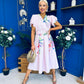 Blaire Frill Sleeve Midi Dress Floral Pink