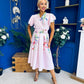 Blaire Frill Sleeve Midi Dress Floral Pink