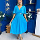 Nancy Cape Detailed Midi Dress Sky