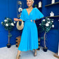Nancy Cape Detailed Midi Dress Sky