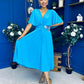 Nancy Cape Detailed Midi Dress Sky