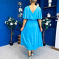 Nancy Cape Detailed Midi Dress Sky