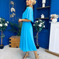 Nancy Cape Detailed Midi Dress Sky