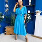 Nancy Cape Detailed Midi Dress Sky