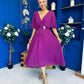Nancy Cape Detailed Midi Dress Berry