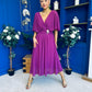 Nancy Cape Detailed Midi Dress Berry